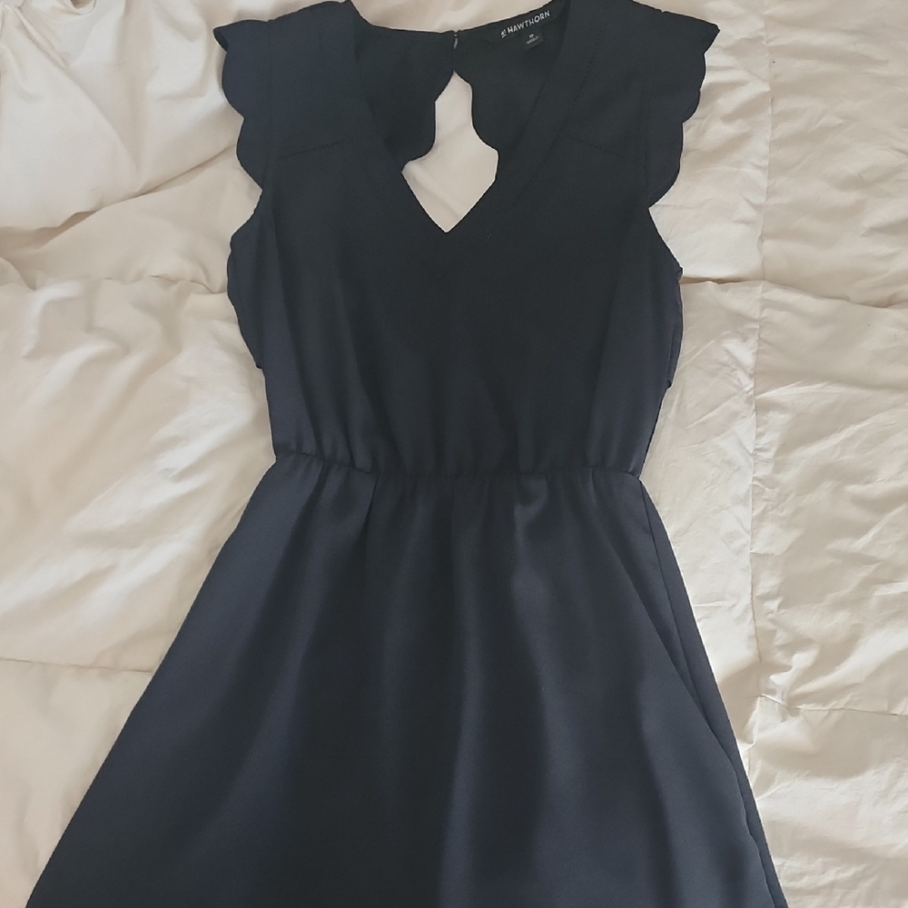 41 Hawthorn Black Scallop Sleeve Mini Dress